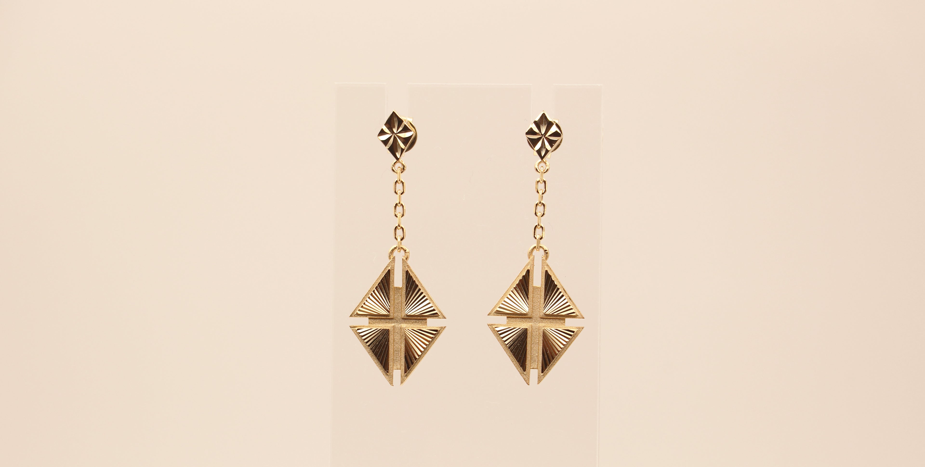 Hidden Cross Earrings in Sterling Silver plated in 14k Yellow Gold