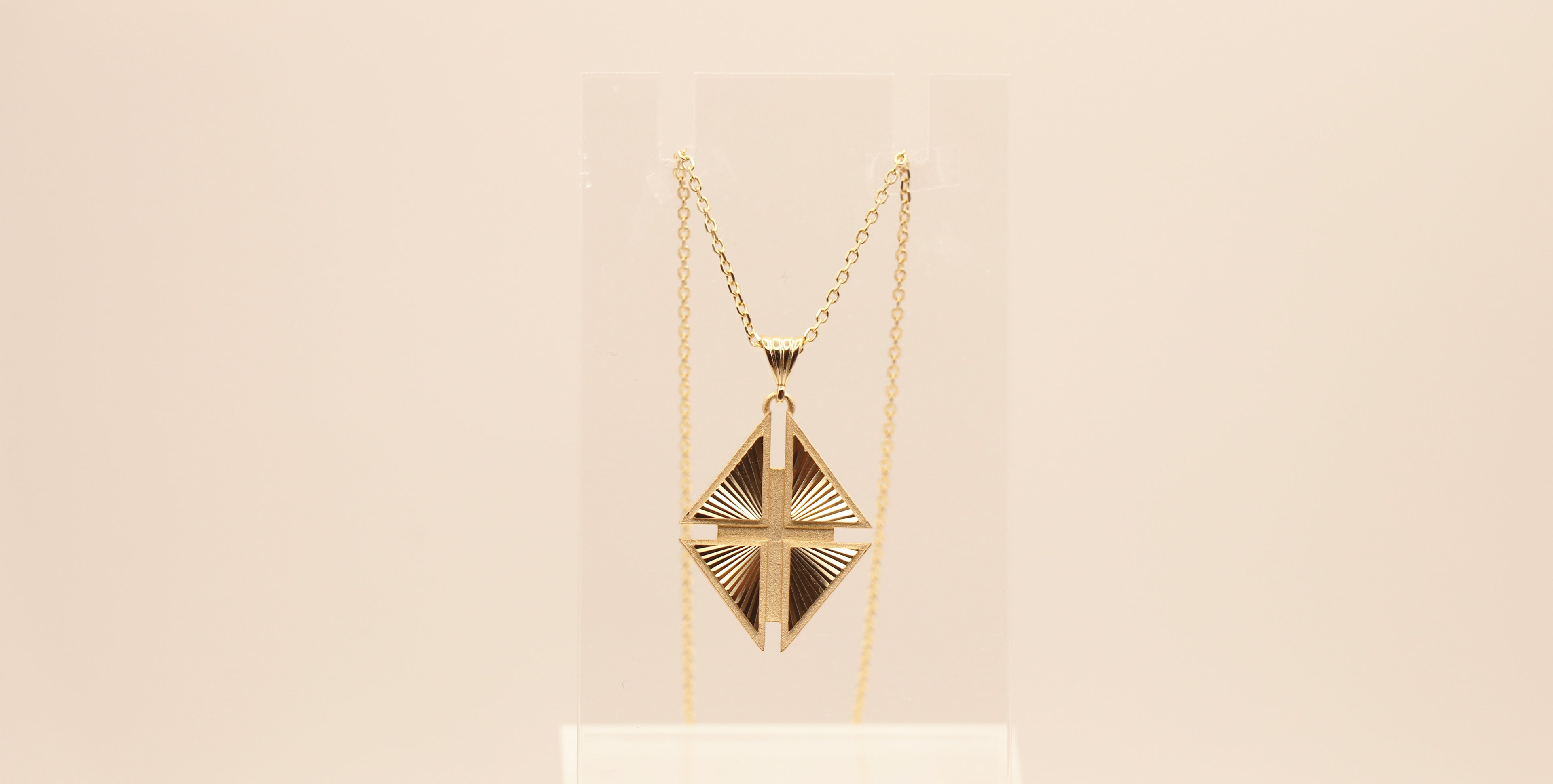 Hidden Cross Necklace in Sterling Silver plated 14k Yellow Gold