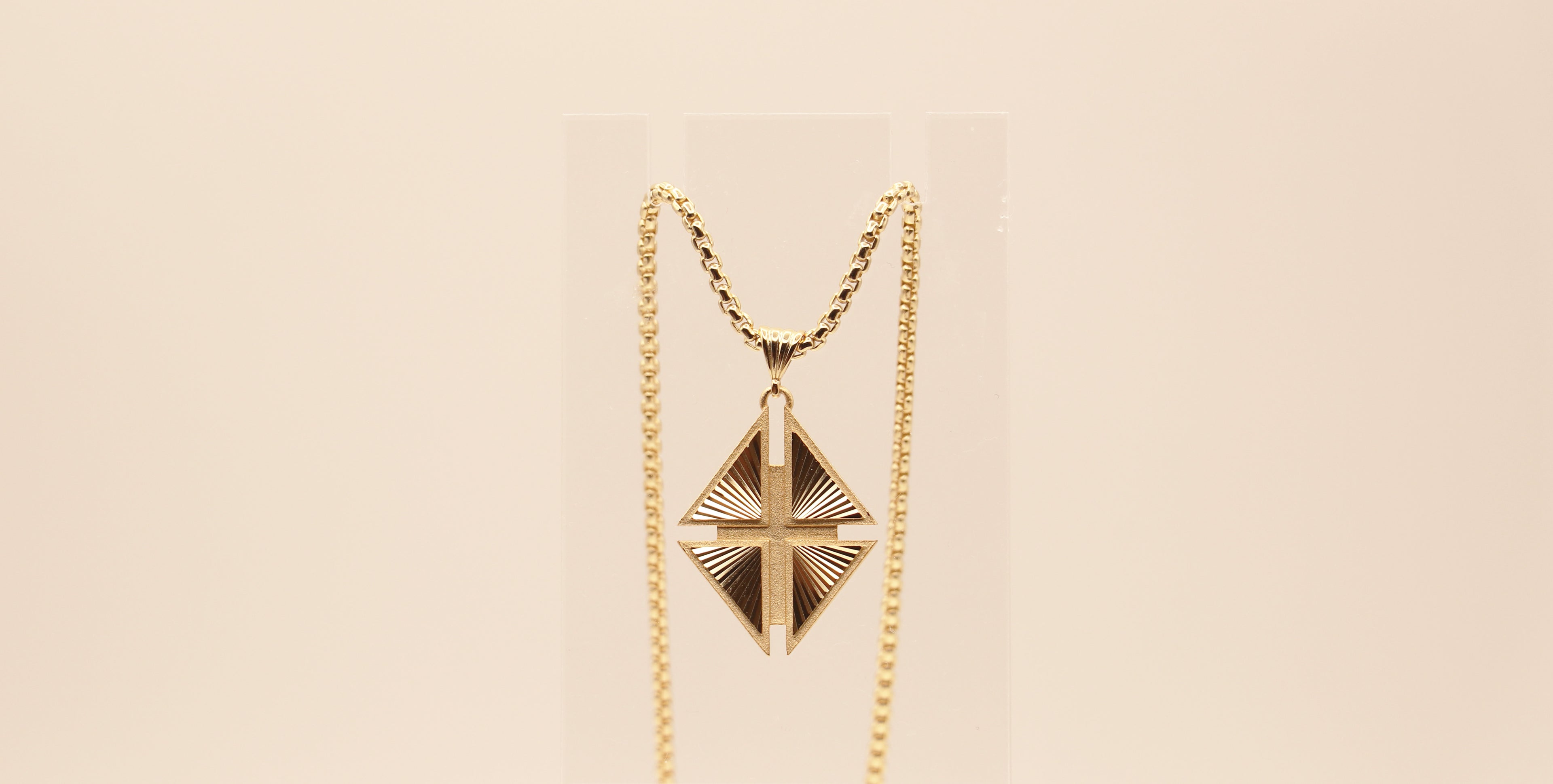 Hidden Cross Necklace in Sterling Silver plated 14k Yellow Gold