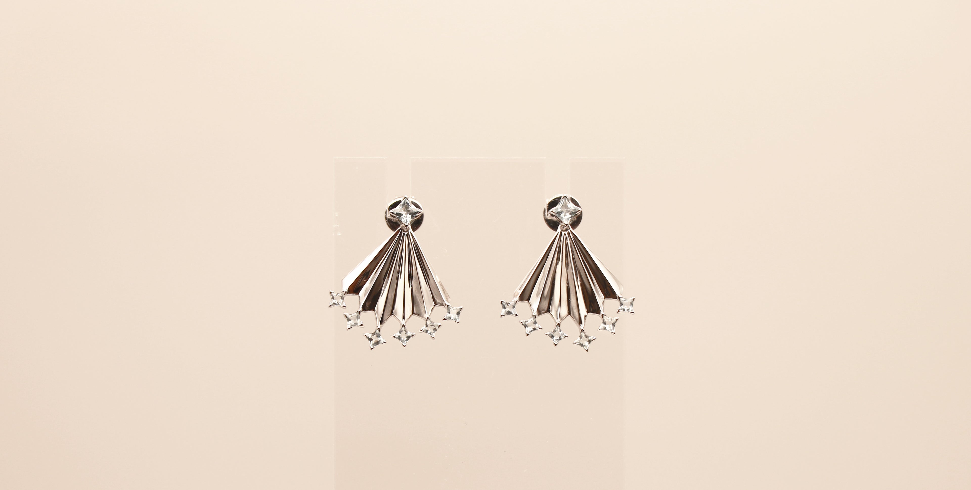 Shooting Star Earrings in Sterling Silver with Blue Beryl