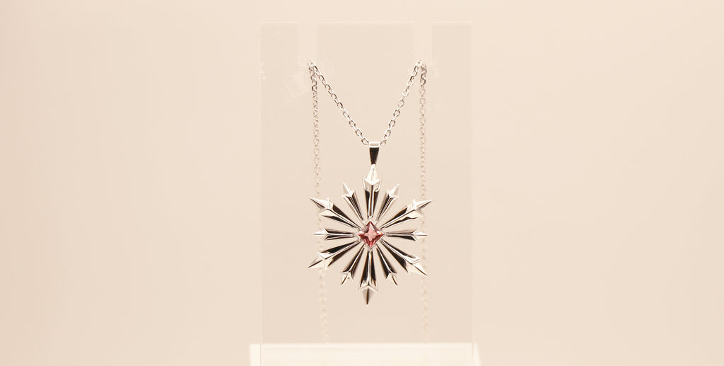 Star of Bethlehem Necklace in Sterling Silver with Pink Tourmaline