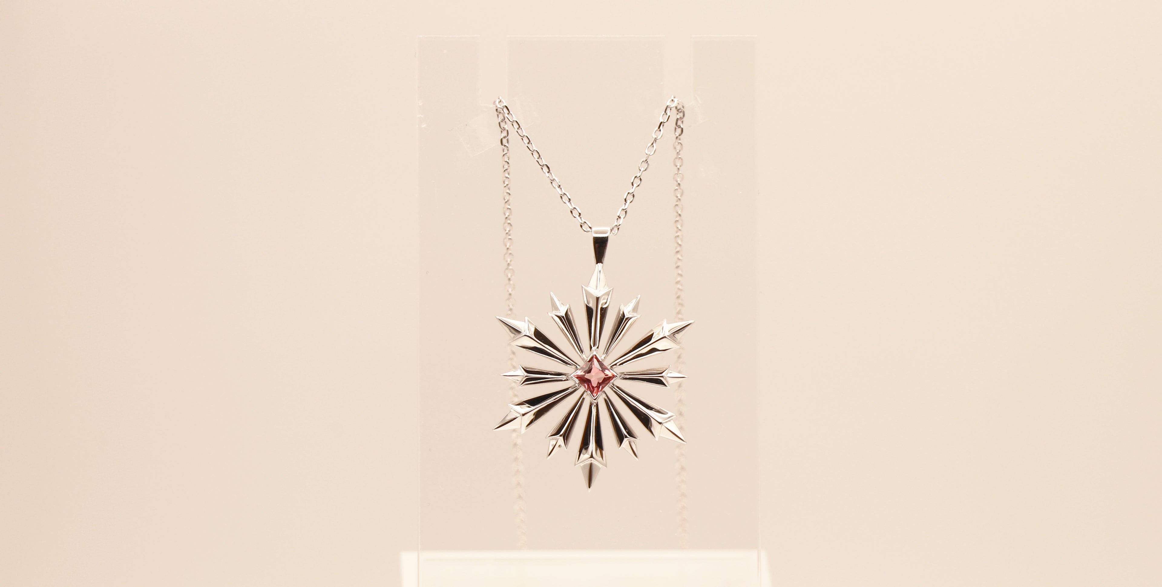 Star of Bethlehem Necklace in Sterling Silver with Pink Tourmaline