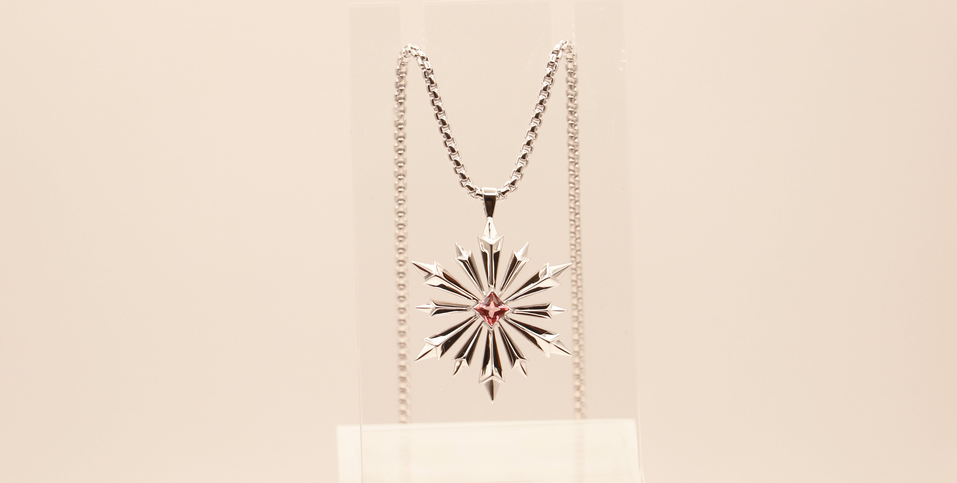 Star of Bethlehem Necklace in Sterling Silver with Pink Tourmaline