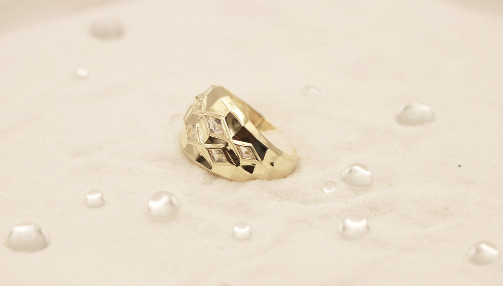 Living Water in Sterling Silver plated in 14k Yellow Gold with White Topaz