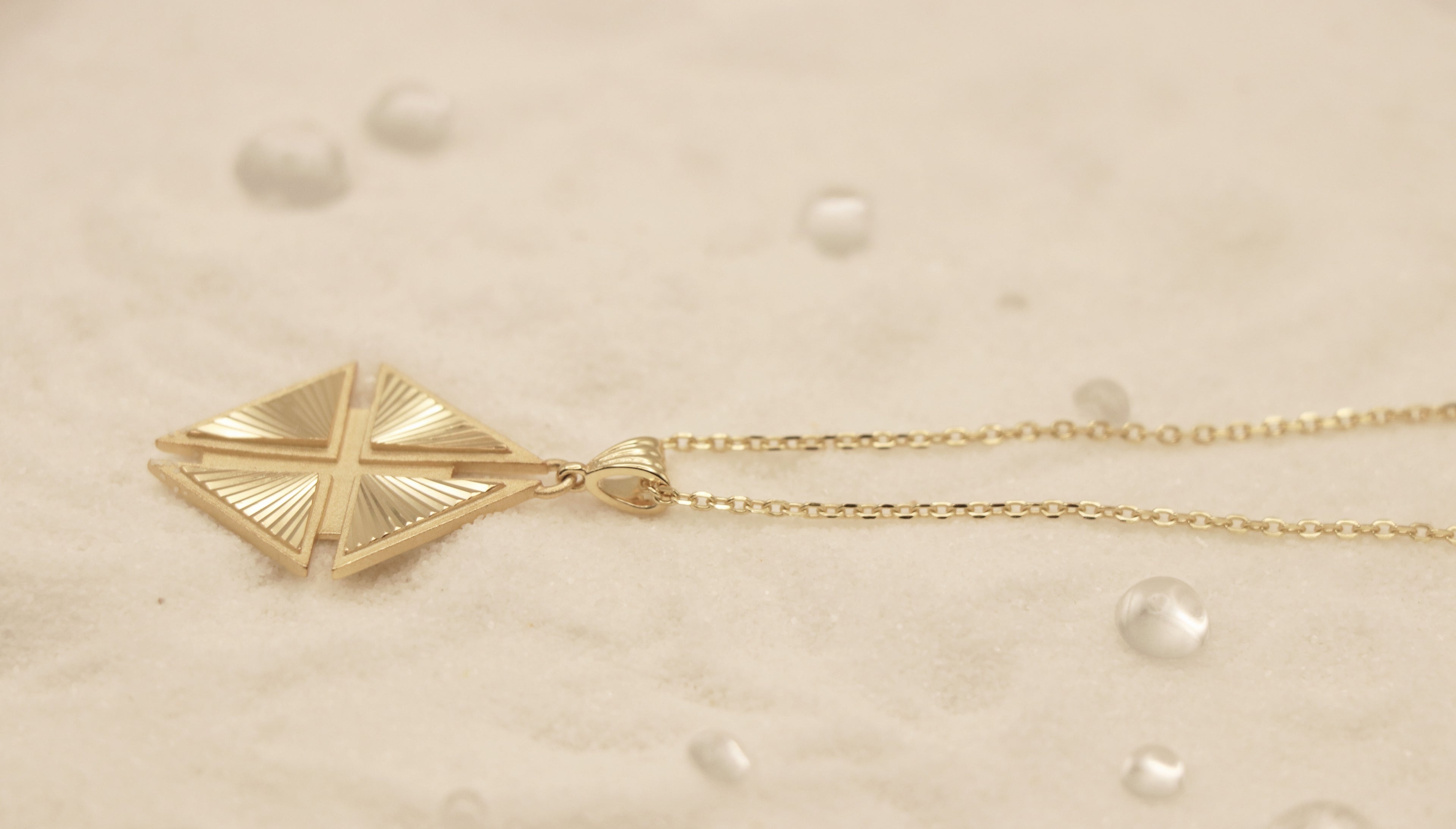 Hidden Cross Necklace in Sterling Silver plated 14k Yellow Gold