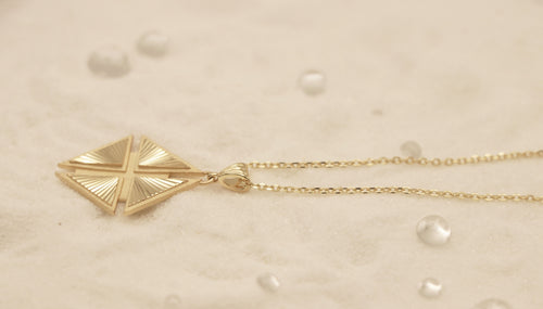 Hidden Cross Necklace in Sterling Silver plated 14k Yellow Gold