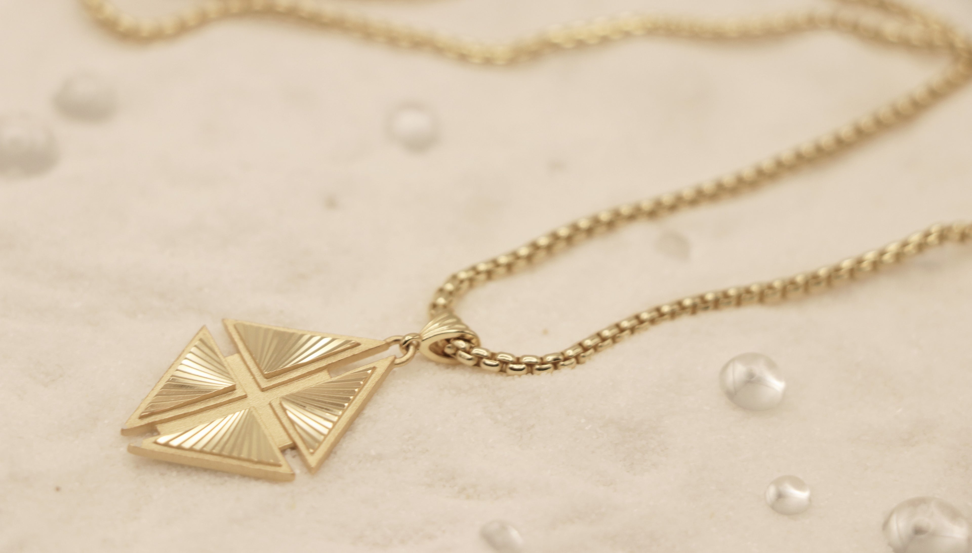 Hidden Cross Necklace in Sterling Silver plated 14k Yellow Gold