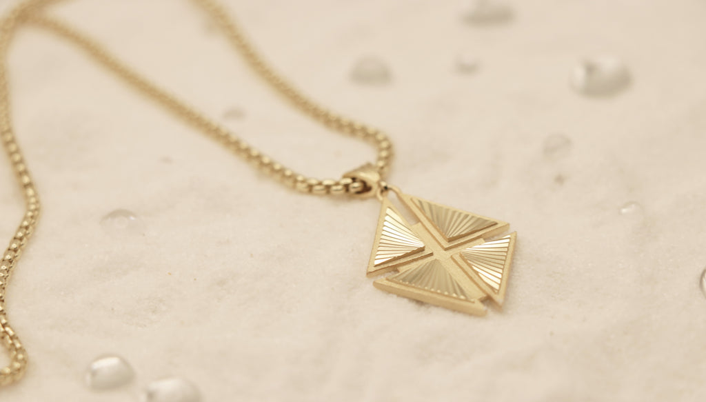 Hidden Cross Necklace in Sterling Silver plated 14k Yellow Gold