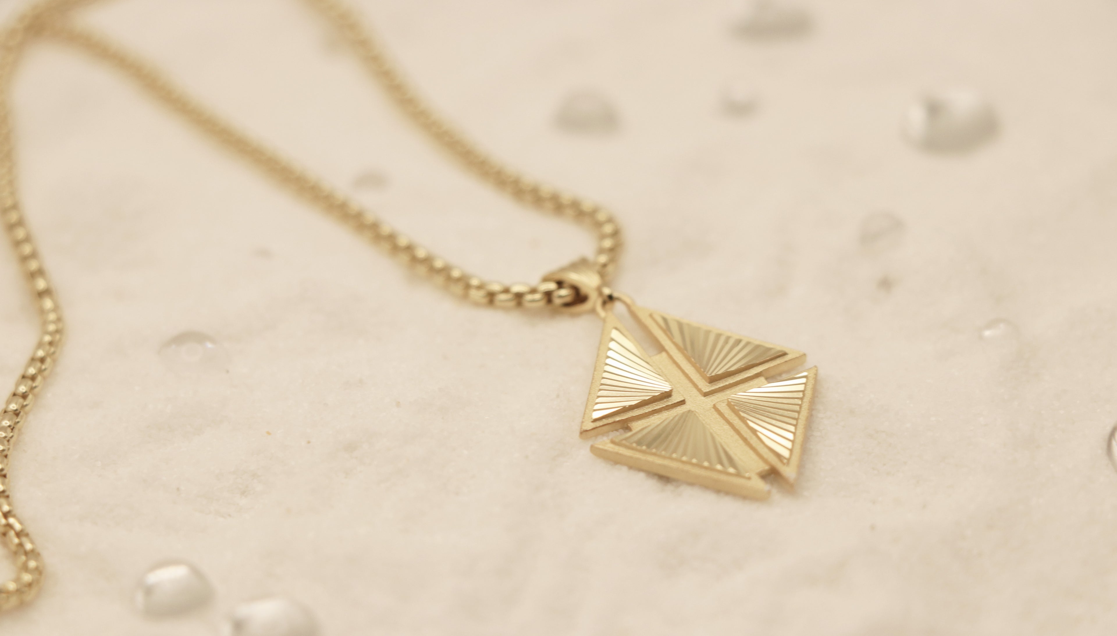 Hidden Cross Necklace in Sterling Silver plated 14k Yellow Gold