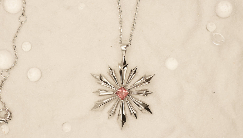 Star of Bethlehem Necklace in Sterling Silver with Pink Tourmaline