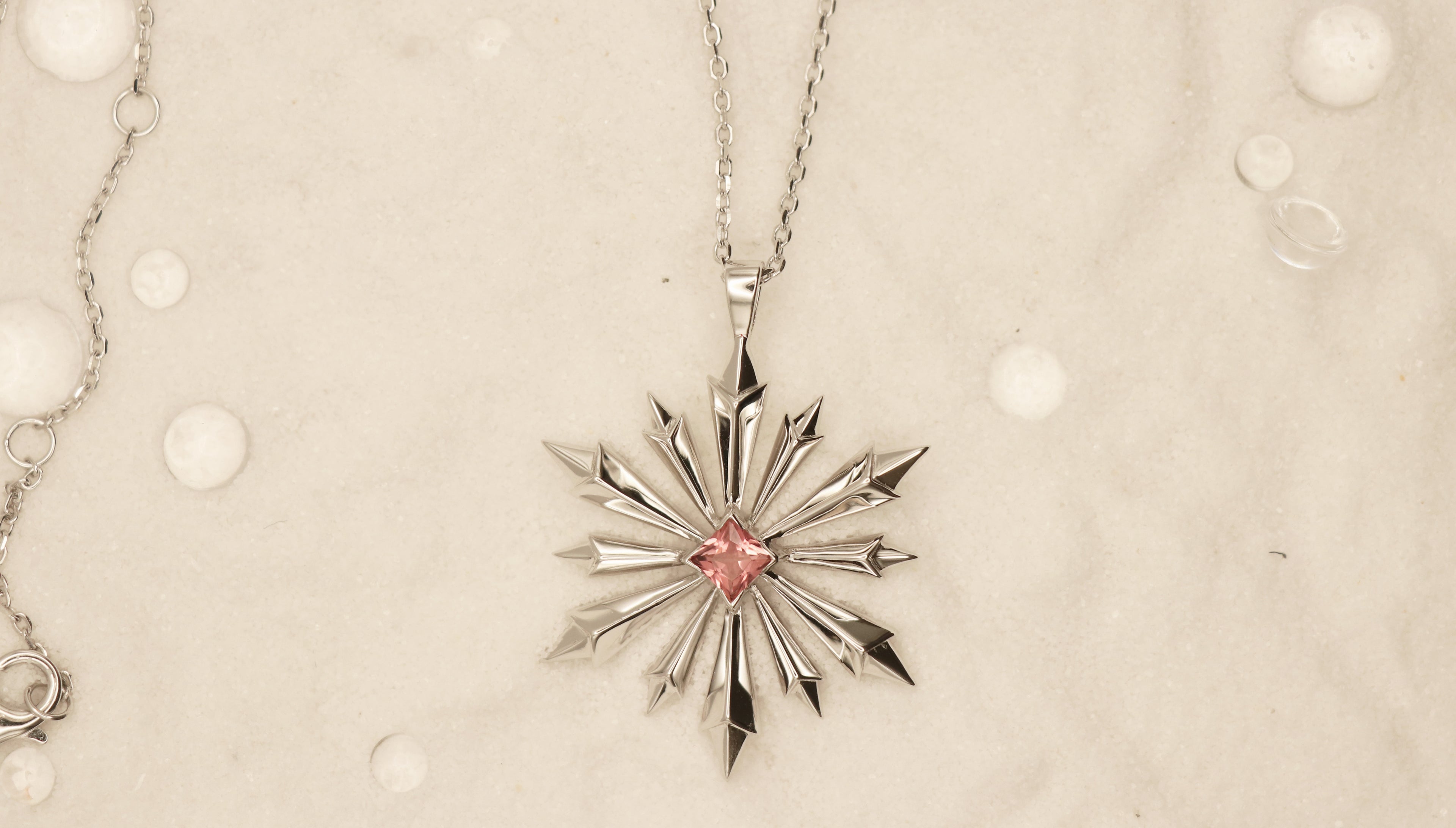 Star of Bethlehem Necklace in Sterling Silver with Pink Tourmaline