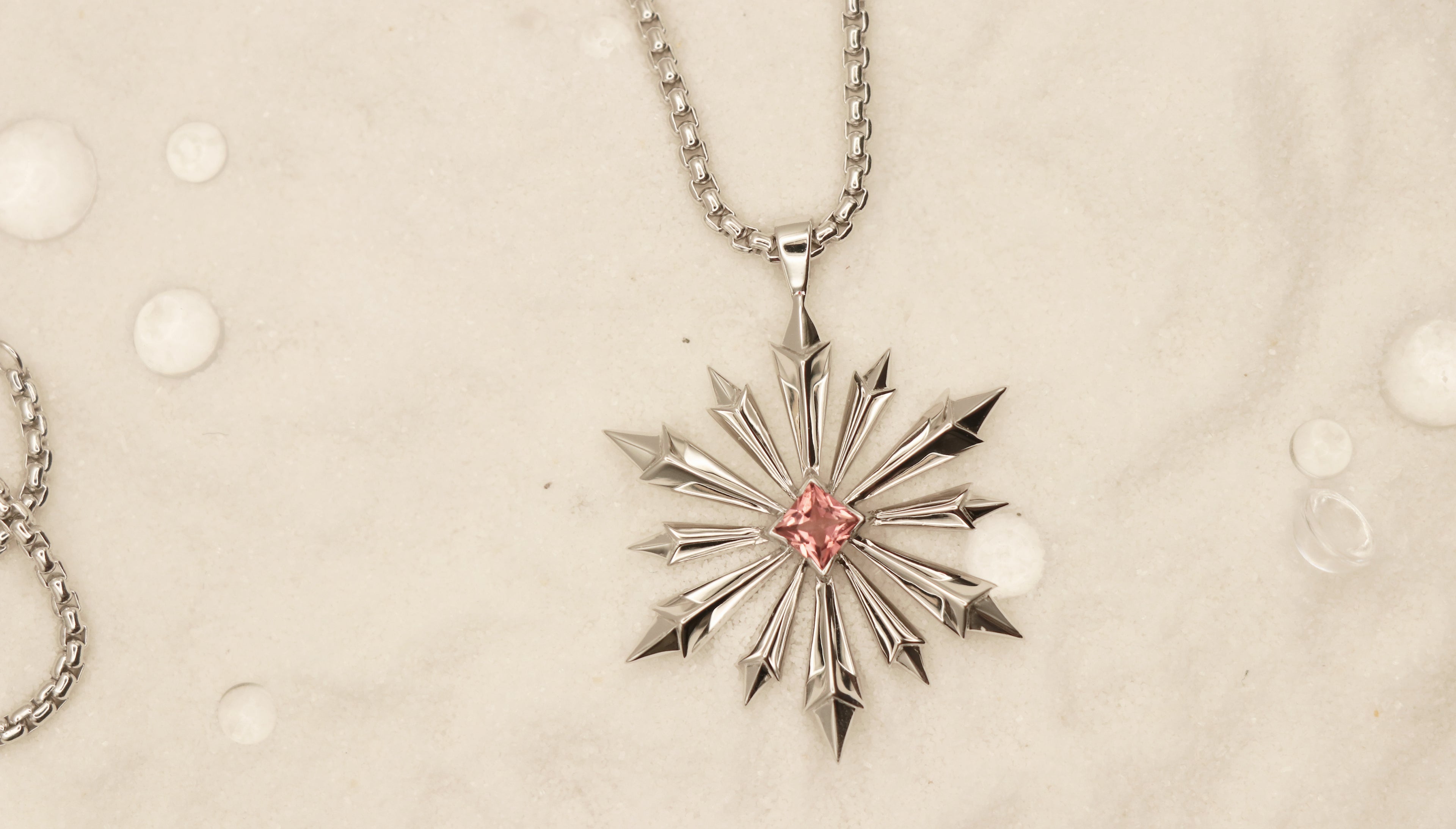 Star of Bethlehem Necklace in Sterling Silver with Pink Tourmaline