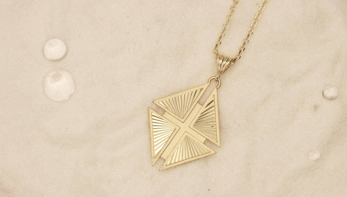 Hidden Cross Necklace in Sterling Silver plated 14k Yellow Gold - Chelle Jewelry