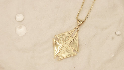 Hidden Cross Necklace in Sterling Silver plated 14k Yellow Gold - Chelle Jewelry