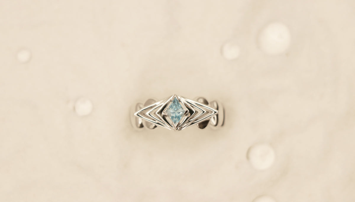 Horizon Ring in Sterling Silver with Blue Topaz - Chelle Jewelry