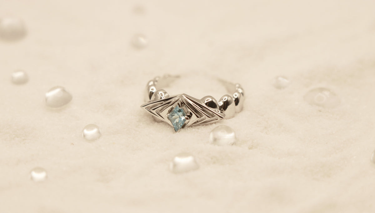 Horizon Ring in Sterling Silver with Blue Topaz - Chelle Jewelry