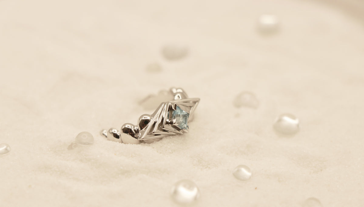 Horizon Ring in Sterling Silver with Blue Topaz - Chelle Jewelry