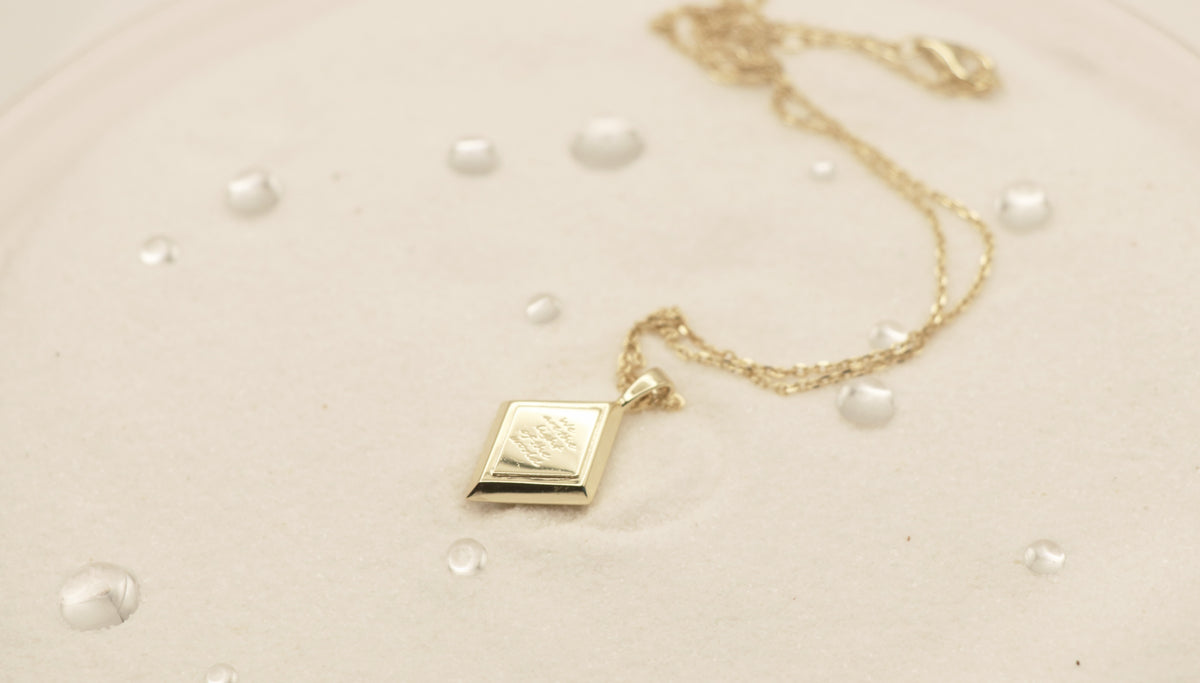 Light of the World in Sterling Silver plated in 14k Yellow Gold with White Topaz - Chelle Jewelry